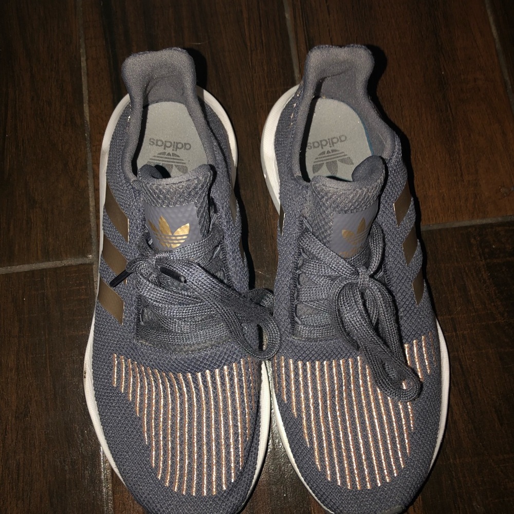 Adidas Rose Gold and Gray Tennis Shoes